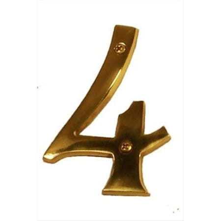 4 In. Traditional Raised Solid Brass Of No.4, Antique Brass